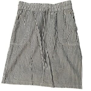 SW New York Womens Black White Striped Seersucker Skirt Drawstring Waist Medium